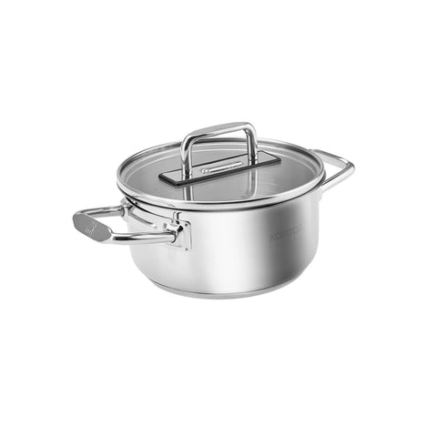 Karaca Grace Stainless Steel Induction Stockpot with Lid, 20cm, Silver