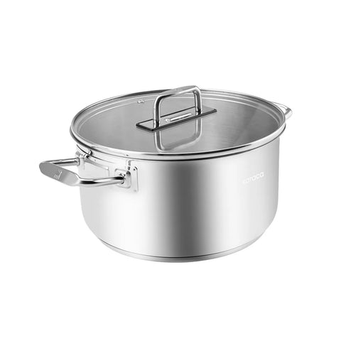 Karaca Grace Stainless Steel Induction Stockpot with Lid, 24cm, Silver