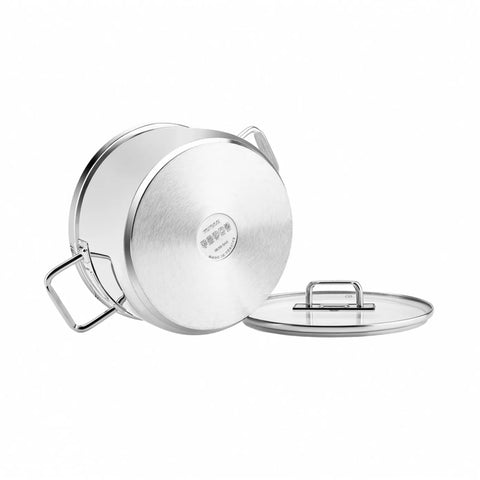 Karaca Grace Stainless Steel Induction Stockpot with Lid, 24cm, Silver