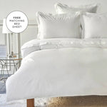 Karaca Home Moonrise White Collection 100% Turkish Cotton Duvet Cover Set with Bed Sheet, Double, White