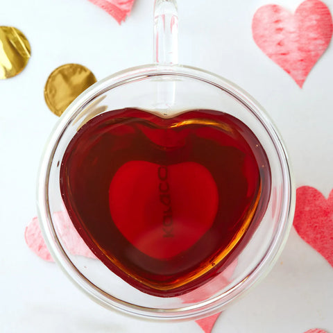 Karaca Pia Double Wall Glass Heart Mug, 160ml, Transparent