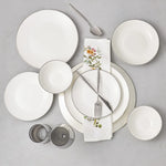 Karaca Alicia 24-Piece Porcelain Dinner Set for 6 People, White Platinum