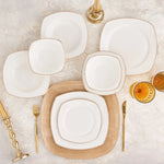 Karaca Adelia 24 Piece Porcelain Dinner Set for 6 People, White Gold