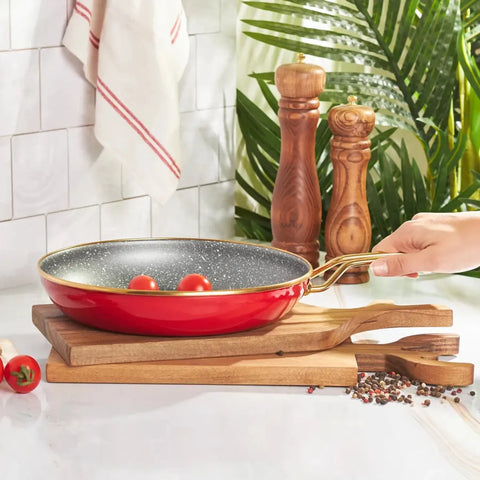 Karaca Troy Enamel Induction Frying Pan, 26cm, Red Gold