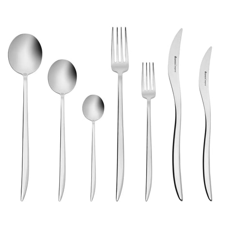 Karaca Amour 84-Piece Stainless Steel Cutlery Set for 12 People, Silver