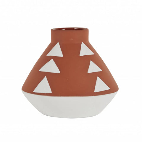 Karaca Home Simple Ceramic Vase, 16cmx14.5cm, Brown White