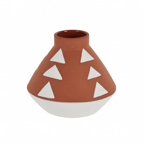 Karaca Home Simple Ceramic Vase, 16cmx14.5cm, Brown White