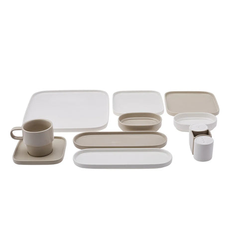 Karaca Cubique 35-Piece Porcelain Serveware Set for 6 People, White Multi