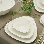 Karaca Fine Pearl Extra Trio 62-Piece Dinner Set for 12 People, White Platinum