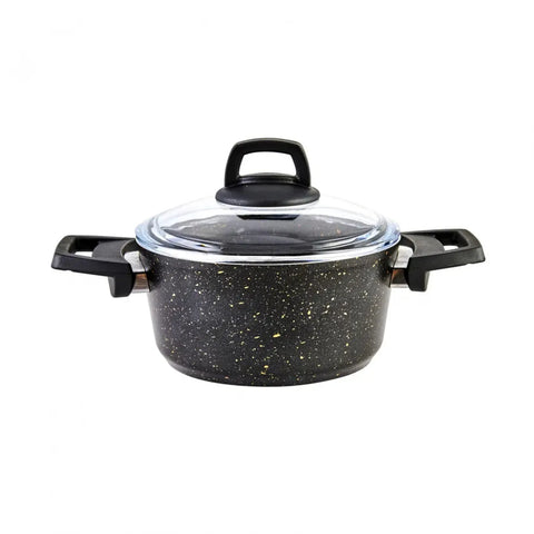 Karaca Blackgold Biogranite 7-Piece Non-Stick Cookware Set, Black Gold