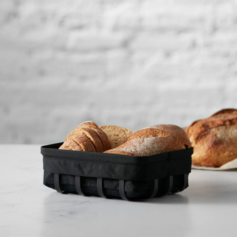 Karaca Owa Metal and Fabric Bread Basket, Small, Black