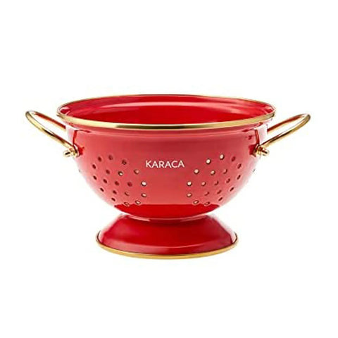 Karaca Troy Enamel Induction Colander, 22cm, Red Gold