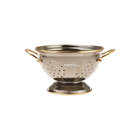 Karaca Troy Enamel Induction Colander, 22cm, Black Gold