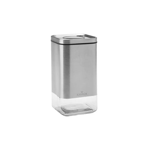 Karaca Avangart Inox Glass Storage Container, Medium, Silver Transparent