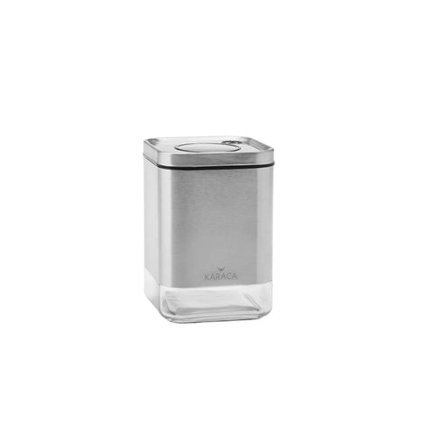 Karaca Avangart İnox Glass Storage Container, Small, Silver Transparent