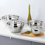 Karaca 4 Piece Stainless Steel Mixing Bowl Set, Silver