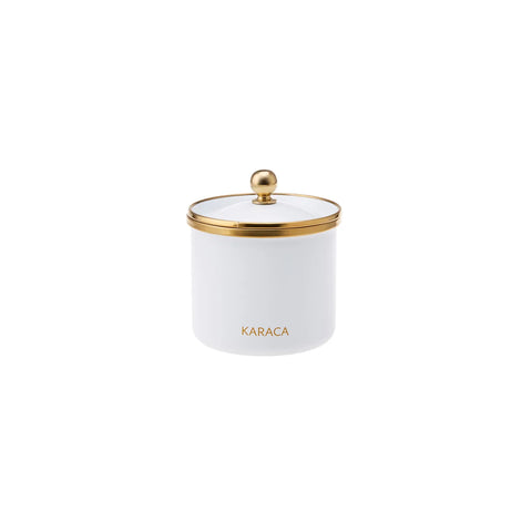 Karaca Troy Enamel Storage Jar, Small, White Gold