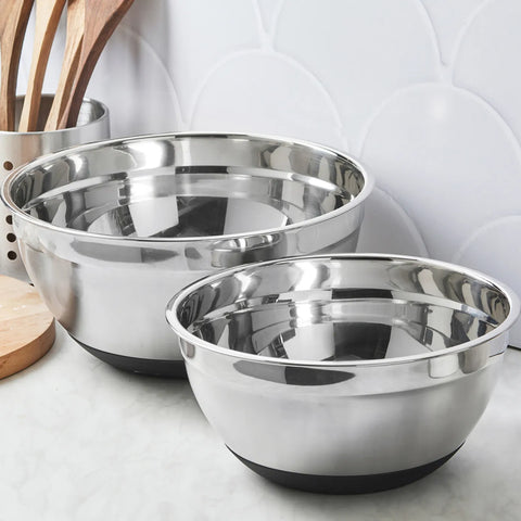 Karaca 2 Piece Stainless Steel Mixing Bowl Set, Silver