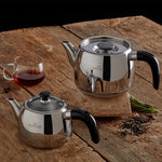 Karaca Galya Stainless Steel Induction Teapot Set, Silver Black