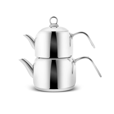 Karaca Urban Metal Teapot Set, Medium, 30cm, Silver