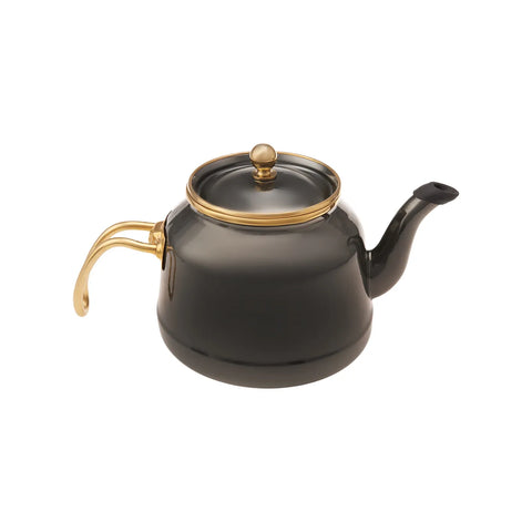 Karaca Troy Enamel Induction Teapot, 28cm, Black Gold