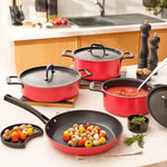 Karaca BioDiamond Pro 7-Piece Non-Stick Induction Cookware Set, Red Black