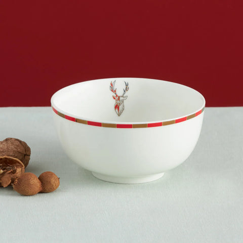 Karaca Aries Porcelain CerealSoup Bowl, 14cm, Red Multi