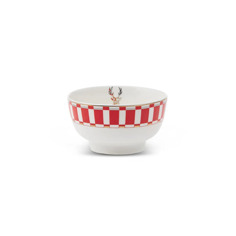 Karaca Aries Porcelain Snack Bowl, 12cm, Red Multi