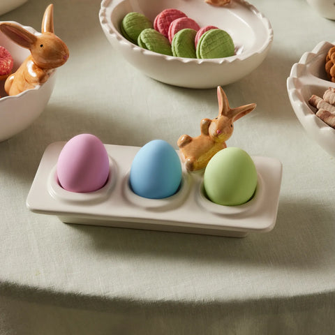 Karaca Easter 3-Compartment Egg Cup, White Multi