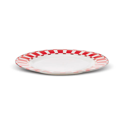 Karaca Aries Porcelain Dinner Plate, 27cm, Red Multi