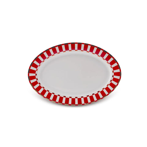 Karaca Aries Porcelain Serving Platter, 31cm, Red Multi