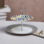 Karaca Game Porcelain 2-Tier Cake Stand, 27cm, Multi