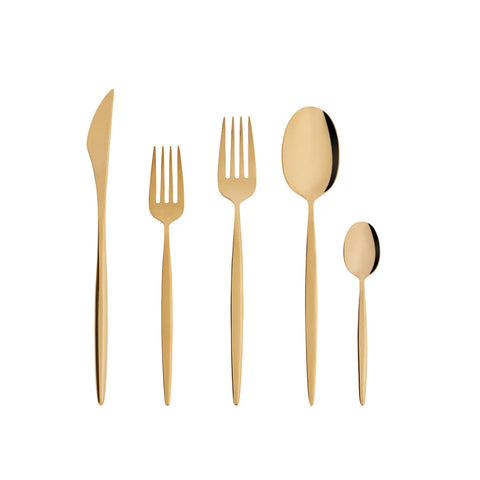 Karaca Lizbon 30-Piece Stainless Steel Cutlery Set for 6 People, Gold