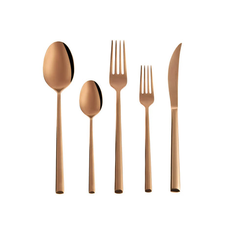 Karaca Tivoli 30-Piece Stainless Steel Cutlery Set for 6 People, Rose Gold