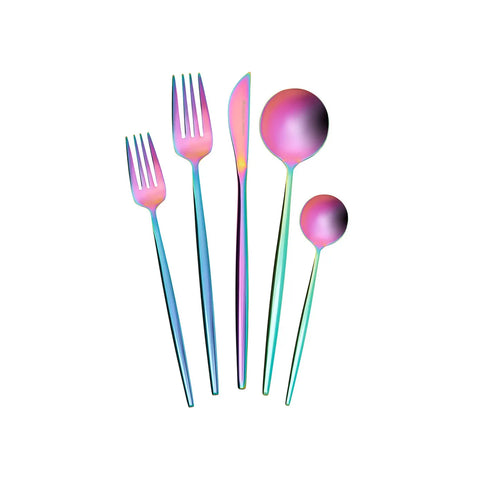 Karaca Orion 30-Piece Rainbow Stainless Steel Cutlery Set for 6 People, Multi