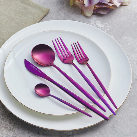 Karaca Orion 30-Piece Stainless Steel Cutlery Set for 6 People, Purple