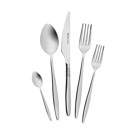 Karaca Laurel 30-Piece Stainless Steel Cutlery Set for 6 People, Silver