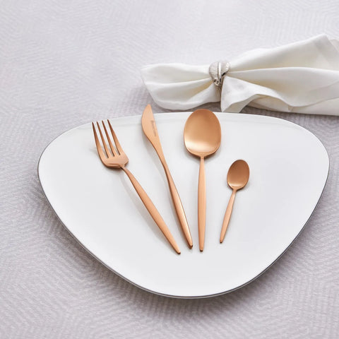 Karaca Lizbon 16-Piece Stainless Steel Cutlery Set for 4 People, Rose Gold