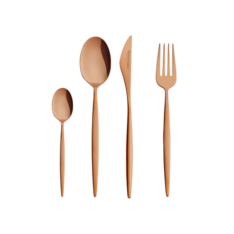 Karaca Lizbon 16-Piece Stainless Steel Cutlery Set for 4 People, Rose Gold