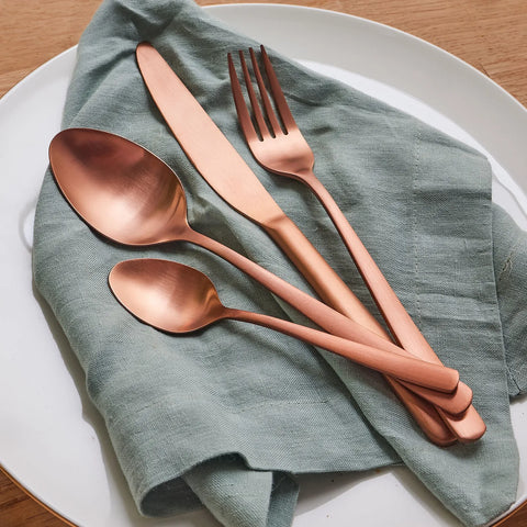 Karaca Nimbus 16 Piece Stainless Steel Cutlery Set for 4 People, Rose Gold