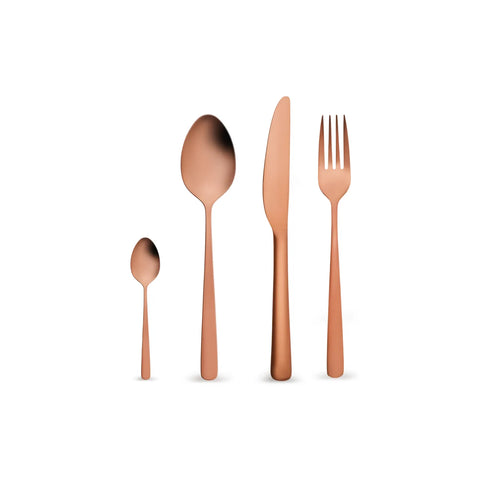 Karaca Nimbus 16 Piece Stainless Steel Cutlery Set for 4 People, Rose Gold