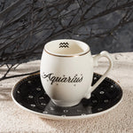 Karaca Signs of the Zodiac Aquarius Porcelain Espresso Turkish Coffee Cup, 90ml, Multi