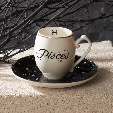 Karaca Signs of the Zodiac Pisces Porcelain Espresso Turkish Coffee Cup, 90ml, Multi