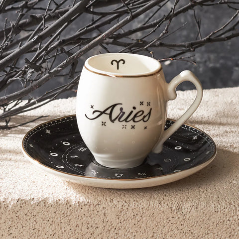 Karaca Signs of the Zodiac Aries Porcelain Espresso Turkish Coffee Cup, 90ml, Multi