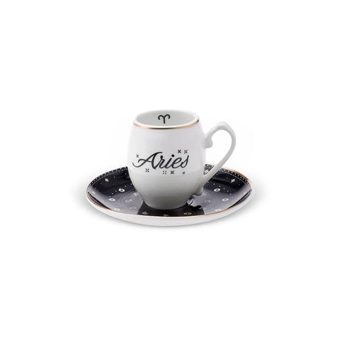 Karaca Signs of the Zodiac Aries Porcelain Espresso Turkish Coffee Cup, 90ml, Multi