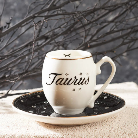 Karaca Signs of the Zodiac Taurus Porcelain Espresso Turkish Coffee Cup, 90ml, Multi