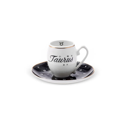 Karaca Signs of the Zodiac Taurus Porcelain Espresso Turkish Coffee Cup, 90ml, Multi