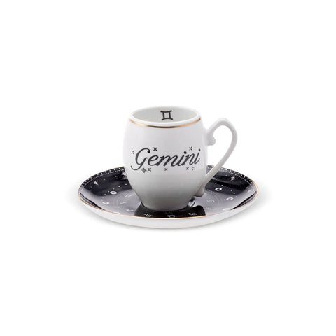 Karaca Signs of the Zodiac Gemini Porcelain Espresso Turkish Coffee Cup, 90ml, Multi