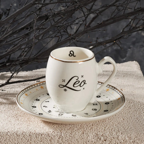 Karaca Signs of the Zodiac Leo Porcelain Espresso Turkish Coffee Cup, 90ml, Multi