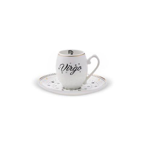 Karaca Signs of the Zodiac Virgo Porcelain Espresso Turkish Coffee Cup, 90ml, Multi